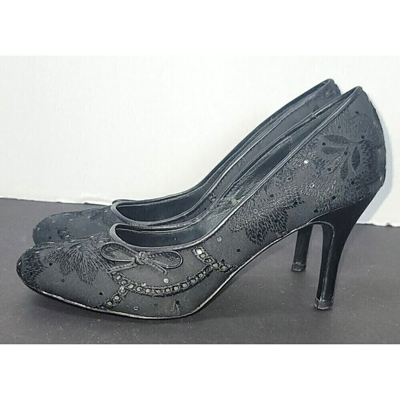 Steve Madden Leather and Cloth Embellished Heels - Size 8.5 - Picture 4 of 13